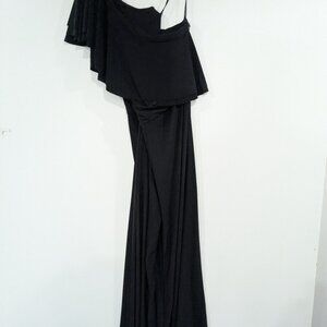 Ralph Lauren One Shoulder Ruffle Wide Leg Jumpsuit Black Size 18